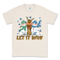 Natural let it snow reindeer snowman Classic Tee - CowGirlArtShop