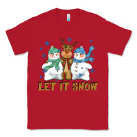 Red let it snow reindeer snowman Classic Tee - CowGirlArtShop
