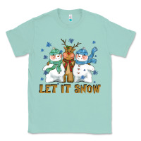 Seafoam let it snow reindeer snowman Classic Tee - CowGirlArtShop