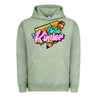 Pigment Oil Green hello kinder Urban Hoodie - JahusDesignShop