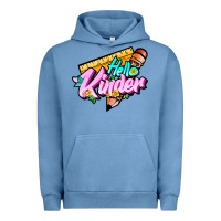 Pigment Pebble Blue hello kinder Urban Hoodie - JahusDesignShop