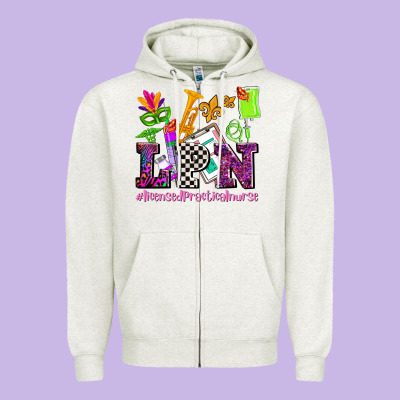Mardi Gras Lpn Licensed Practical Nurse Zipper Hoodie Designed By Adodesignshop