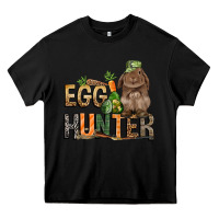 Black Egg hunter with rabbit Easter Day Heavy Core Tee - HowdyJamesFarm