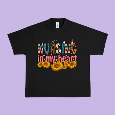 Nursing In My Heart Urban Heavy Tee Designed By Fadigitalartstudio