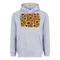 Heather Grey sunflower leopard background Heavyweight Hoodie - AdoDesignShop