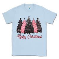 Dusty Blue pink merry christmas Classic Tee - CowGirlArtShop