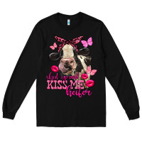 Black Valentine's Day Shut Up And Kiss Me Heifer Holstein Cow Long Sleeve Tee - FaDigitalArtStudio