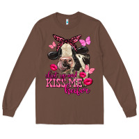 Chestnut Valentine's Day Shut Up And Kiss Me Heifer Holstein Cow Long Sleeve Tee - FaDigitalArtStudio