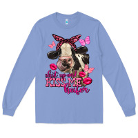 Colony Blue Valentine's Day Shut Up And Kiss Me Heifer Holstein Cow Long Sleeve Tee - FaDigitalArtStudio