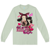 Matcha Valentine's Day Shut Up And Kiss Me Heifer Holstein Cow Long Sleeve Tee - FaDigitalArtStudio