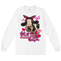 White Valentine's Day Shut Up And Kiss Me Heifer Holstein Cow Long Sleeve Tee - FaDigitalArtStudio