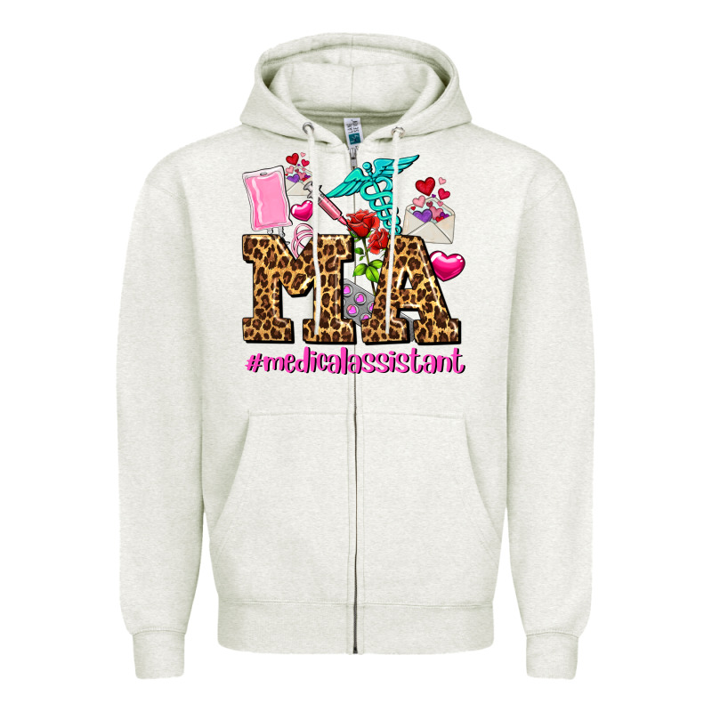 Valentines Day M A Medical Assistant Zipper Hoodie by AdoDesignShop | Teevron