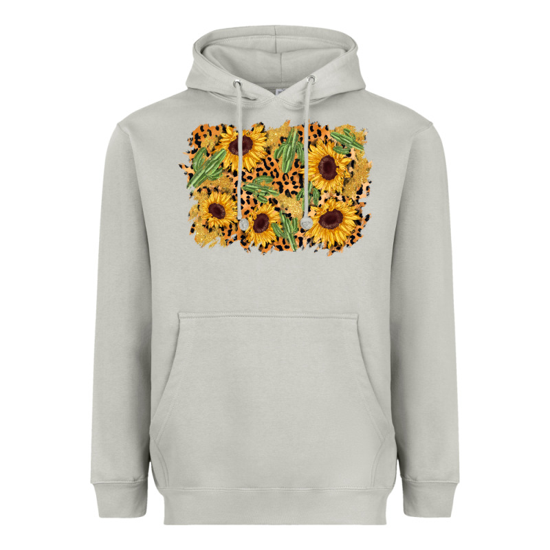 Cactus Leopard Sunflower Glitter Background Heavyweight Hoodie by AdoDesignShop | Teevron