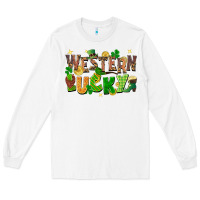 White Western Lucky Long Sleeve Tee - FaDigitalArtStudio
