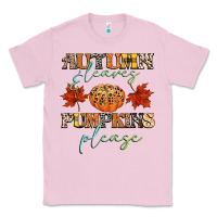 Bubblegum Pink autumn leaves and pumpkins please Classic Tee - CowGirlArtShop