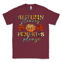 Burgundy autumn leaves and pumpkins please Classic Tee - CowGirlArtShop