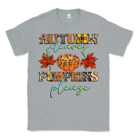 Heather Grey autumn leaves and pumpkins please Classic Tee - CowGirlArtShop