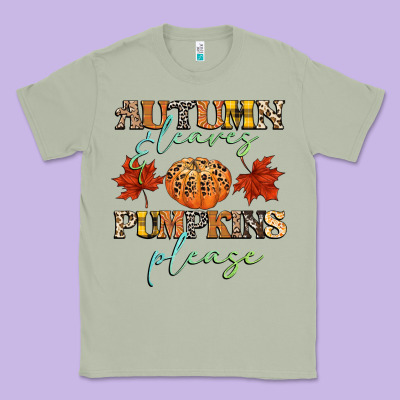 Autumn Leaves And Pumpkins Please Classic Tee Designed By Cowgirlartshop
