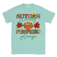 Seafoam autumn leaves and pumpkins please Classic Tee - CowGirlArtShop