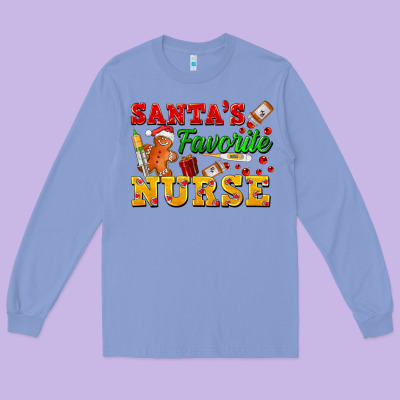 Santa's Favorite Nurse Long Sleeve Tee Designed By Fadigitalartstudio