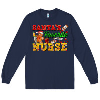 Navy Santa's Favorite Nurse Long Sleeve Tee - FaDigitalArtStudio