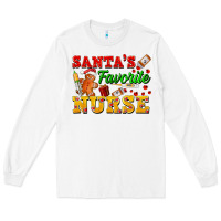 White Santa's Favorite Nurse Long Sleeve Tee - FaDigitalArtStudio