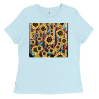 Baby Blue America flag sunflower star tumbler Ladies Tee - HowdyJamesFarm
