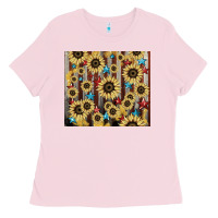 Bubblegum Pink America flag sunflower star tumbler Ladies Tee - HowdyJamesFarm
