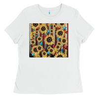 White America flag sunflower star tumbler Ladies Tee - HowdyJamesFarm