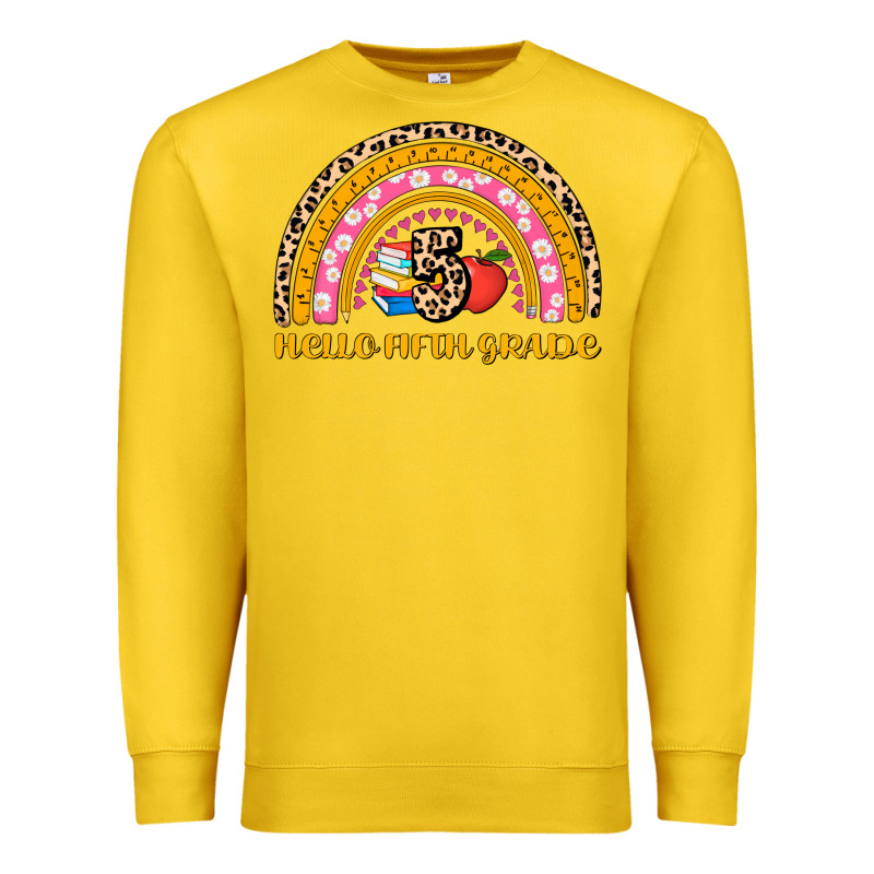 Back To School Rainbow Hello Fifth Grade Premium Sweatshirt by AdoDesignShop | Teevron