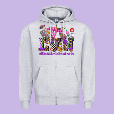 Mardi Gras  Lvn Licensed Vocational Nurse Zipper Hoodie Designed By Adodesignshop
