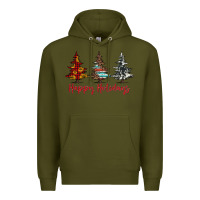 Army Green happy holidays christmas trees Premium Hoodie - Jasminsmagicworld