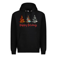 Black happy holidays christmas trees Premium Hoodie - Jasminsmagicworld