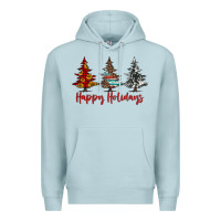 Blue Mist happy holidays christmas trees Premium Hoodie - Jasminsmagicworld