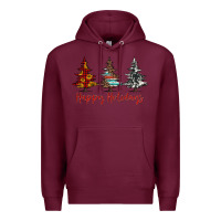 Burgundy happy holidays christmas trees Premium Hoodie - Jasminsmagicworld