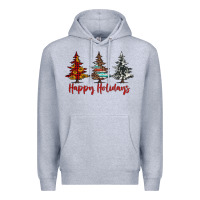 Heather Grey happy holidays christmas trees Premium Hoodie - Jasminsmagicworld