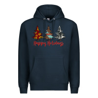 Navy happy holidays christmas trees Premium Hoodie - Jasminsmagicworld