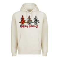 Oatmeal Heather happy holidays christmas trees Premium Hoodie - Jasminsmagicworld