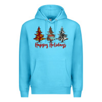 Ocean Blue happy holidays christmas trees Premium Hoodie - Jasminsmagicworld