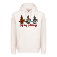 Pale Pink happy holidays christmas trees Premium Hoodie - Jasminsmagicworld