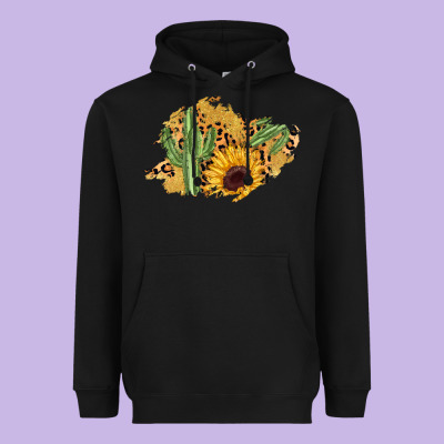 Cactus Leopard Sunflower Glitter  Patch Heavyweight Hoodie Designed By Adodesignshop