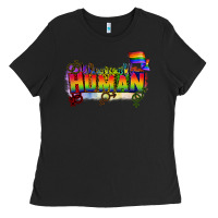Black We are all human Ladies Tee - CowGirlArtShop
