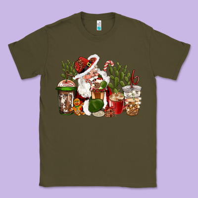 Western Santa Cowboy Coffe Cups Christmas Classic Tee Designed By Cowgirlartshop