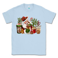 Dusty Blue western santa cowboy coffe cups christmas Classic Tee - CowGirlArtShop