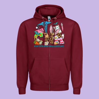 Easter Cna Certified Nursing Assistant Zipper Hoodie Designed By Adodesignshop