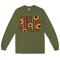 Army Green sunflowers serape leopard Long Sleeve Tee - RanaPortraitStore