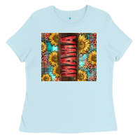 Baby Blue Mama Sunflower Ladies Tee - CowGirlArtShop
