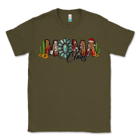 Army Green western christmas mama claus sunflowers and cactus Classic Tee - Jasminsmagicworld