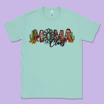 Western Christmas Mama Claus Sunflowers And Cactus Classic Tee Designed By Jasminsmagicworld