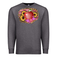 Charcoal Heather apple sunflower back to school background Premium Sweatshirt - AdoDesignShop